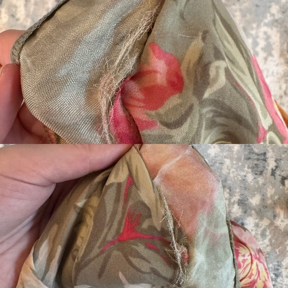 VTG Fairy Coquette 100% Silk Ruffle Blouse Size S P Sage Green Romantic Floral - Picture 12 of 16